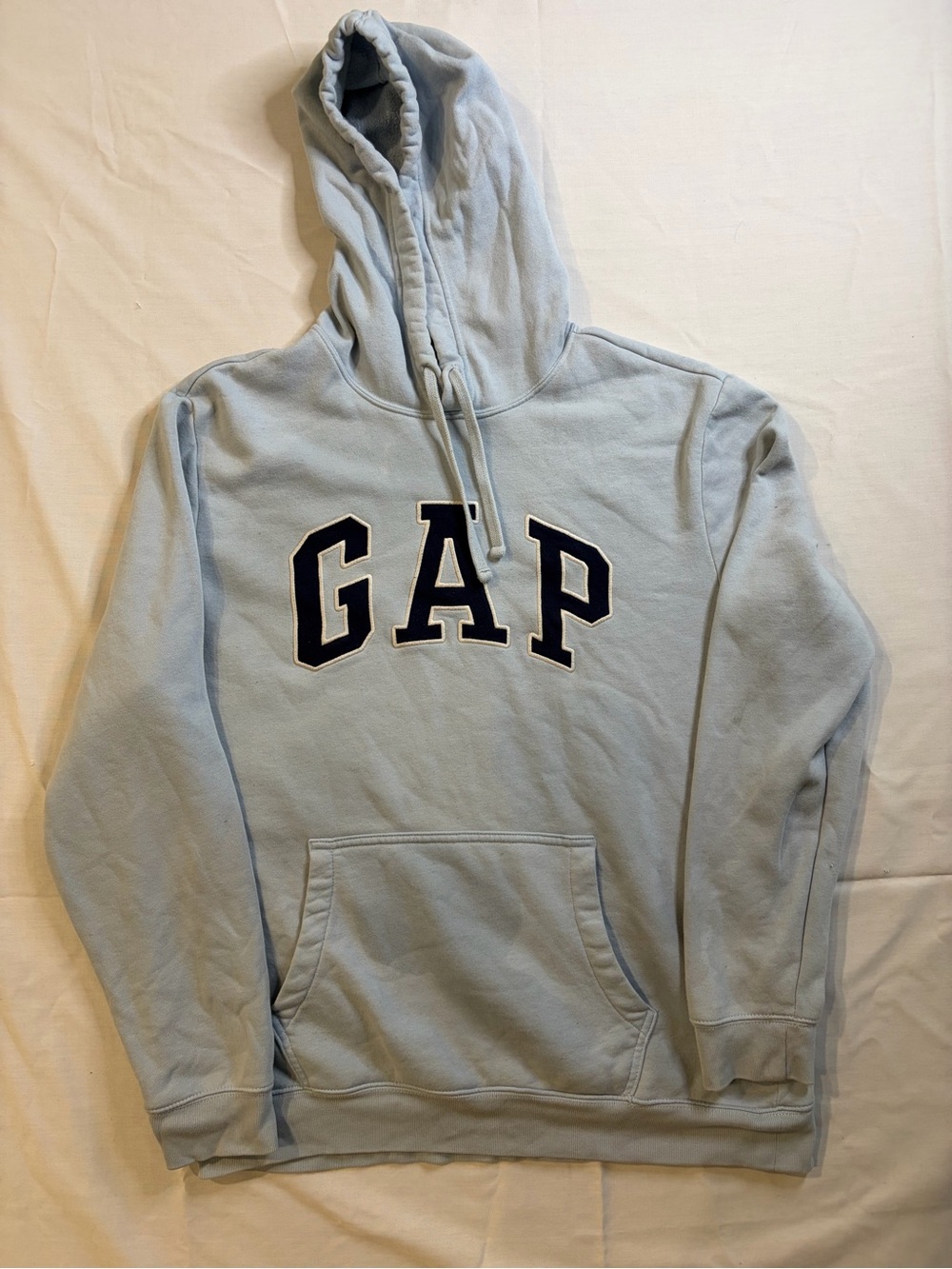 GAP Light Blue Crewneck Hoodie with Navy Logo